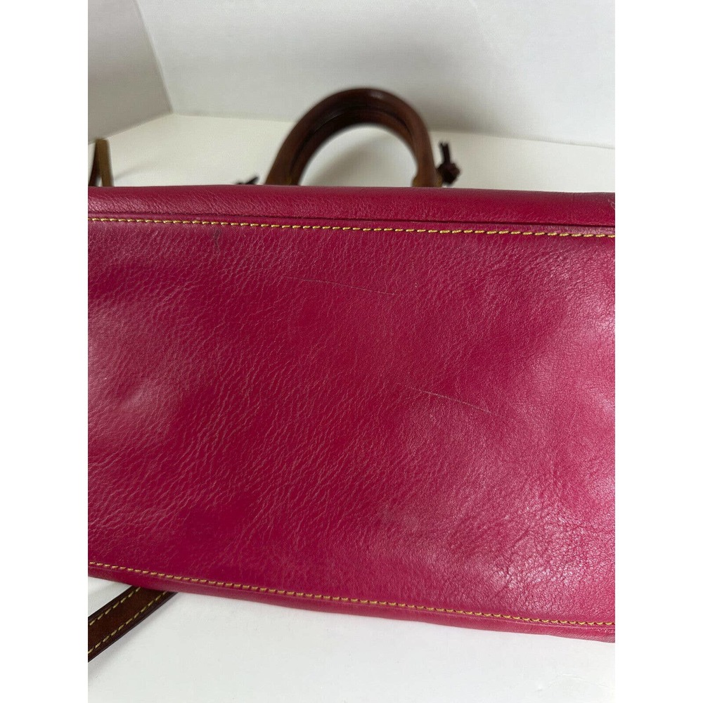 Dooney & Bourke Genuine Florentine Vacchetta Leather Domed Satchel Handbag Purse - Picture 8 of 16